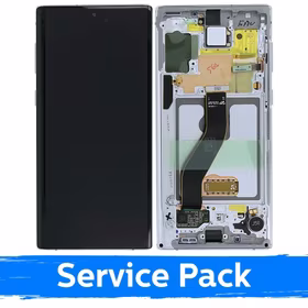 Ekranas skirtas Samsung N970 Note 10 su rėmeliu / Aura White / (Service Pack)