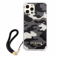Guess GUHCP12MKSARBK iPhone 12/12 Pro 6.1" juodas/juodas kietas dėklas Camo kolekcija