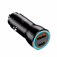 Įkroviklis automobilinis Blue Star (1xUSB; 1xUSB-C; QC 3.0; 25W) juodas