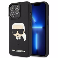 Karl Lagerfeld 3D guminis Karl'o galvos dėklas iPhone 13 Pro / iPhone 13 - juodas