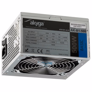 Akyga AK-B1-500 maitinimo blokas 500 W 20+4 pin ATX ATX pilkas