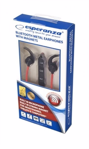 Esperanza EH186K – belaidės Bluetooth sportinės į ausis įstatomos ausinės, juodos / raudonos