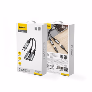 Dudao L13C+ 2in1 USB-C adapteris - pilkas