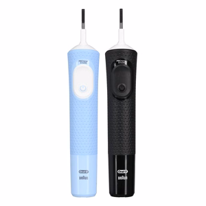Oral-B Vitality Pro Duo – įkraunamas elektrinis dantų šepetėlis, 2 galvutės, 3 valymo režimai, juodas, mėlynas ir baltas