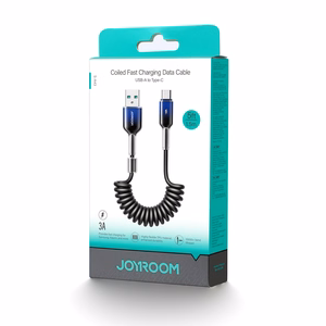 Joyroom S-A43 Crystal-Clear Series 3A USB-A - USB-C spiral cable 1.5m - black