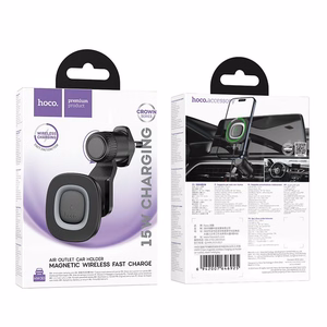 Automobilio telefono laikiklis indukcinis Hoco 15W oro išleidimas HW30 juodas