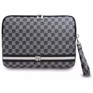 DKNY 14" nešiojamojo kompiuterio dėklas su languotu raštu ir juostomis - juodas
