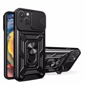 Hybrid Armor Camshield dėklas telefonui Vivo Y16 / Vivo Y02s šarvuotas dėklas su kameros dangteliu juodas