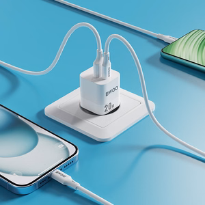BWOO CDA156 PD sieninis įkroviklis 1x USB-C 1v USB 20W baltas
