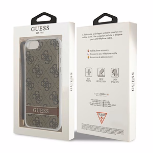 Guess GUOHCI8H4STW iPhone SE 2022 / SE 2020 / 7/ 8 коричневый/коричневый жёсткий чехол 4G Print Strap