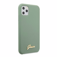 Guess GUHCN65LSLMGKA iPhone 11 Pro Max chaki kietas dėklas Silicone Vintage Gold Logo