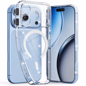 Tech-Protect FlexAir MagSafe dėklas, skirtas iPhone 17 Pro Max / 18 Pro Max, skaidrus su blizgučiais