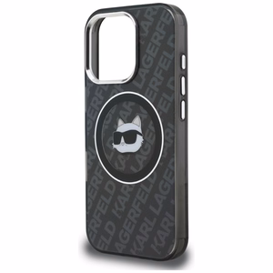 Karl Lagerfeld IML Choupette Head Logo MagSafe Dėklas iPhone 16 Pro - juodas