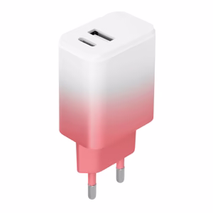 Setty įkroviklis USB + USB-C 20W LSIG-AC-20 baltas-rožinis gradientas