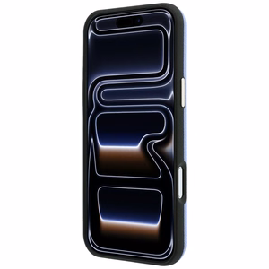 Guess Grained Round Strass Logo dėklas, skirtas iPhone 18 Pro / 17 Pro, suderinamas su MagSafe – mėlynas