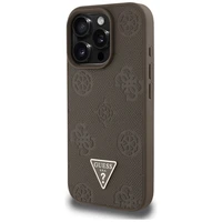 Guess Grained Hot Stamp Peony trikampio logotipo magnetinis dėklas telefonui iPhone 16 Pro - rudas