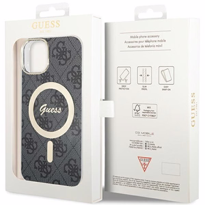 Guess 4G Magnetinis dėklas telefonui iPhone 15 Plus / 14 Plus - juoda