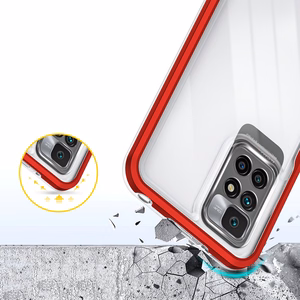 Skaidrus 3in1 dėklas Xiaomi Redmi 10 rėmelio gelinis dangtelis raudonas