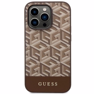 Guess GUHMP14XHGCFSEW iPhone 14 Pro Max 6.7" rudas/rudas kietas dėklas GCube Stripes MagSafe