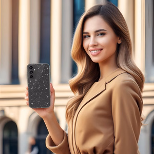 Kristalinis blizgus dėklas telefonui Samsung Galaxy S23 FE sidabrinis