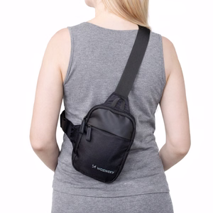 Wozinsky WMS-W1 vandeniui atspari unisex mini rankinė per petį telefonui su dviem skyriais - juoda