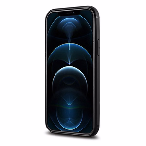 iCarer odos vaško dėklas padengtas natūralia oda iPhone 12 Pro Max juodas (ALI1206-BK)
