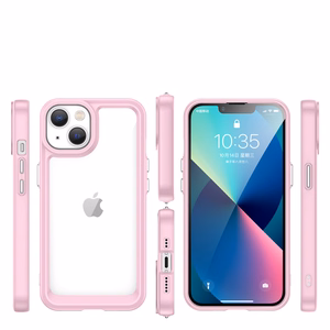 Outer Space dėklas iPhone 14 Plus kietas dangtelis su geliniu rėmeliu rožinė