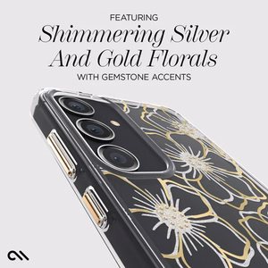 Чехол Case-Mate Floral Gems для Samsung Galaxy S24+, золотой