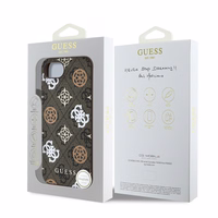 Guess PU 4G Peony dėklas telefonui iPhone 16e su MagSafe - rudas