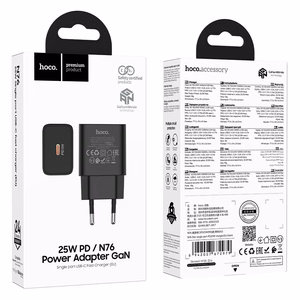 Telefono įkroviklis Hoco USB C QC PD 25W N76 juodas