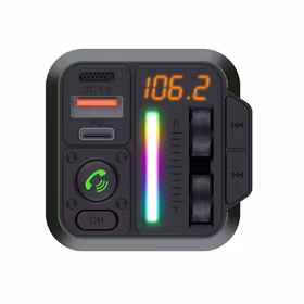 Automobilio įkroviklis + FM siųstuvas Blue Star (MT04B) (2xUSB-C, 20W, 3.0A) juodas