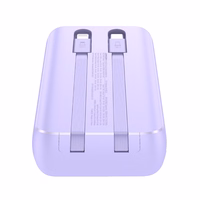 Joyroom JR-PBC06 mini išorinė baterija su įmontuotais USB-C / Lightning kabeliais 30W 10000mAh - violetinė