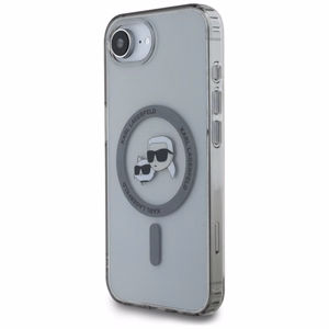 Karl Lagerfeld IML metalinis Karl & Choupette galvų Magnetinis dėklas telefonui iPhone 16e - juodas