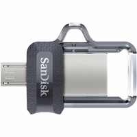 SanDisk Ultra Dual m3.0 USB atmintukas 32 GB USB Type-A / Micro-USB 3.2 Gen 1 (3.1 Gen 1) Juoda, Sidabras, Permatomas