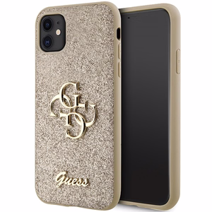 Guess GUHCN61HG4SGD dėklas iPhone 11 / Xr - auksinis Glitter Script Big 4G