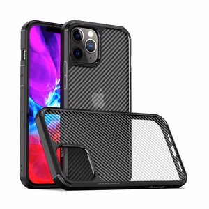 Crong Hybrid Carbon dėklas, skirtas iPhone 12 Pro Max, juodas