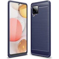 Carbon dėklas telefonui lankstus TPU dėklas Samsung Galaxy A42 5G mėlynas