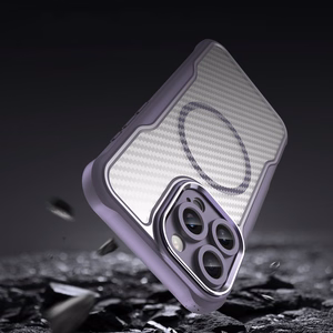 Lyderiaujanti serija Magnetinis silikoninis dėklas telefonui iPhone 16 Pro (m) - violetinis