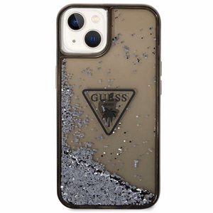 Guess GUHCP14SLFCTPK iPhone 14 6.1" juodas/juodas kietas dėklas Liquid Glitter Palm Collection