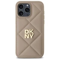 DKNY Quilted Stack Logo dėklas telefonui iPhone 14 Pro Max - smėlio spalvos