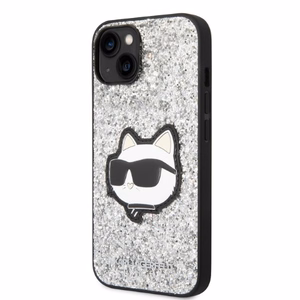 Karl Lagerfeld KLHCP14SG2CPS iPhone 14 6.1" sidabrinis/sidabrinis kietasis dėklas Blizgučiai Choupette Pleistras