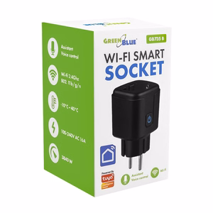 „GreenBlue“ nuotoliniu būdu valdoma „Wi-Fi“ rozetė, „Android“/„iOS“/„Alexa“/„Google Home“, laikmatis, vatmetras, maks. 16 A/3840 W, GB735 B
