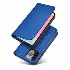 Magnetinis kortelių dėklas telefonui iPhone 13 Pro su kortelių laikikliu ir stovu, mėlynas