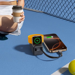Joyroom JR-W13 5000mAh Belaidis Išorinė baterija Apple Watch + USB-C ir Lightning - juoda