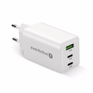 GaN įkroviklis 1 x USB, 2 x USB-C Quick Charge 4+ 65W baltas
