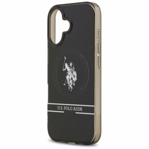 US Polo DH ir apatinės juostos logotipas Magnetinis dėklas iPhone 17 - juodas