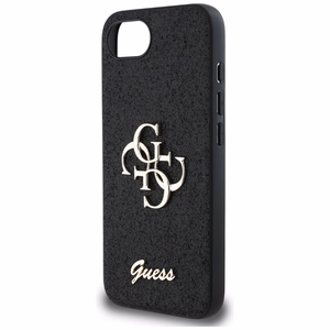 Guess Fixed Glitter Big 4G dėklas telefonui iPhone 16e - juodas