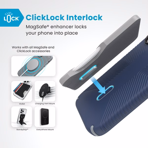 Speck Presidio2 Grip dėklas su MagSafe ir ClickLock, skirtas iPhone 16, „Coastal Blue/Dust Grey“