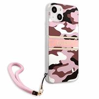 Guess GUHCP13SKCABPI iPhone 13 mini 5.4" rožinis/rožinis kietas dėklas Camo Dirželis Kolekcija