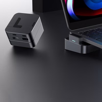 Hub Joyroom S-H121 USB-C stovas - USB-A 3.0 / RJ45 / HDMI / USB-C / Thunderbolt MacBook Pro - pilkas